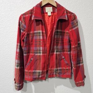 Vintage 90s Corduroy Plaid Flannel Crop Zip Up Jacket by Chinos size XS